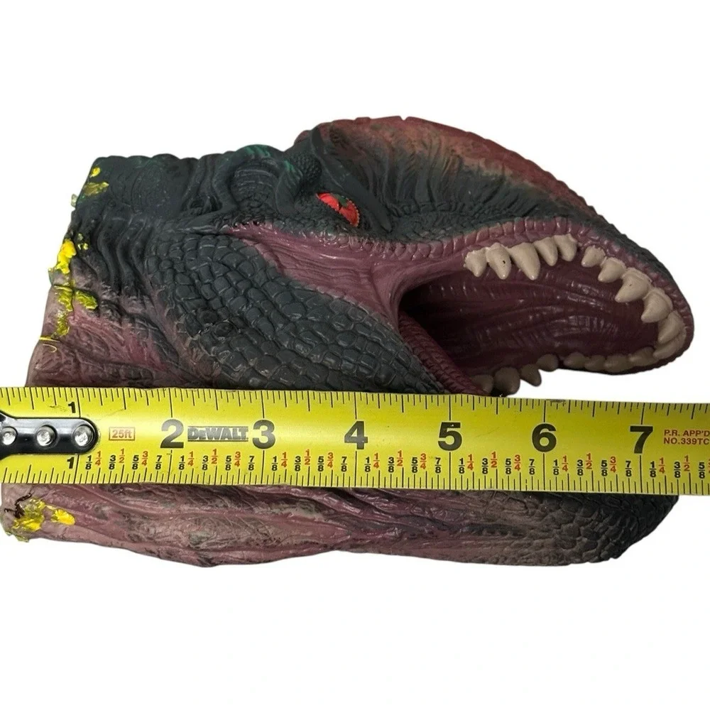 Dilophosaurus Dinosaur Hand Puppet Soft Rubber‎ Realistic Toy Dino Head Figure